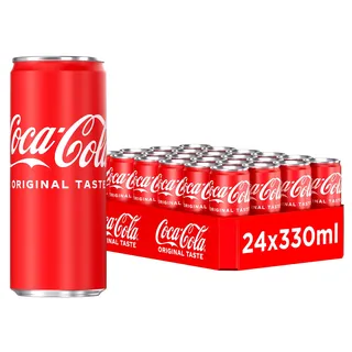 Coca-Cola Classic - prickelndes Erfrischungsgetränk mit unverwechselbarem Coke-Geschmack - koffeinhaltiger Softdrink in Einweg Dosen (24 x 330 ml)