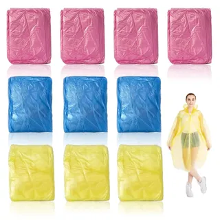 UILYNIU 10 Pack Regenponcho Einweg Regenponcho Damen Herren Regencape Festival Poncho Regen Regenponcho Wasserdicht Notfall Poncho Regen Poncho Tragbare Poncho für Festivals Outdoor (Random Farben) - Einheitsgröße