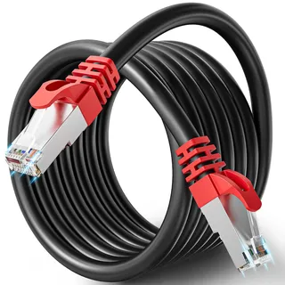 Soibke LAN Kabel 12 Meter, Cat 7 Netzwerkkabel 12m Geschirmtes Indoor Ethernet Kabel Hochgeschwindigkeit 10Gbps Wlan Kabel 12m RJ45 SFTP Gigabit Internet Patchkabel Schwarz für Modem, Router