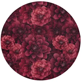 OnlyWow WC-Vorleger Dahlien - Blumen - Rot, Höhe 10 mm, Polyester, Rund, WC Teppich, Toilettenvorleger, Toilettenteppich, Badematte 70x70 cm rot Rund | 70 cm x 70 cm x 10 mm