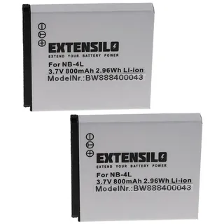 Extensilo Akku passend für Canon Digital Ixus 70, 75, 60, 65, i Zoom, Wireless, Kamera-Akku Akku Li-Ion 800 mAh (3,7 V), Leistungsfähige Austausch-Akkus für Digitalkamera, Spiegelreflexkamera schwarz