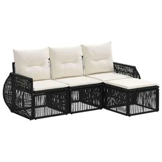 vidaXL Gartensofa-Set 4-tlg. Schwarz/Cremeweiß