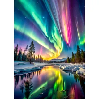 GDYEEH Aurora Borealis Diamond Painting Erwachsene, 5D Spiegelung Diamant Painting Bilder Anfänger, DIY Runder Vollbohrer Diamanten Malerei Stickerei Kreuzstich Geschenke Home Wand Dekor 30x40cm