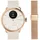 38 mm rose, Sport Fluorelastomer-Armband weiß + Milanaise-Armband gold