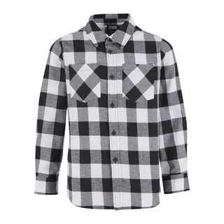 URBAN CLASSICS Checked Flanell Langarmhemd Black / White 158-164 cm