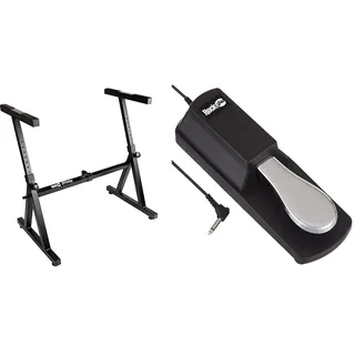 RockJam Heavy Duty Z-Style Keyboard Stand for Digital Pianos and Electronic Keyboards - Black & Sustain Pedal für digitale Klaviere und elektronische Tastaturen mit Polaritätsschalter