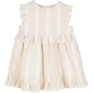 Gymp Webkleid Flügelarm Streifen Rüschen, beige, 80