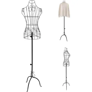 Schneiderpuppe Metall, Vintage Kleiderpuppe Ständer, Höhenverstellbare 140-160cm, Eisendraht Schaufensterpuppe Weiblich für Kleiderständer zu Verwenden, Schwarz