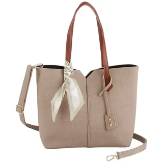 Rieker Shopper, Henkeltasche, Schultertasche Damen mit abnehmbarem Logo-Anhänger beige|braun