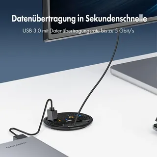 GRAUGEAR G-THUB-AU-60 2 Port USB 3.0 Tisch Hub mit Audio- und Mikrofonanschluss