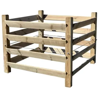 LoggyLand Komposter Kompostsilo Holzkomposter Bio - Komposter mit Zuganker, BxTxH: 100x100x80 cm, 650 l, (kompletter Holz Bausatz), einzeln entnehmbare Bretter, KDI, mit Zuganker