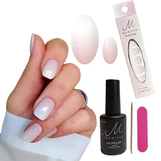 UV Nagelfolien Set, MANIFIX Starterset: ADORABLE babyboomer + UV-Coat, DIY Nägel Set für einen look wie Gelnägel - Gewinner Swiss Beauty Innovation Award 2021, vegan, eco, tierversuchsfrei