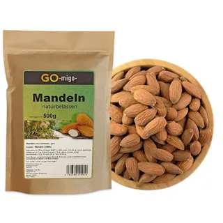 500g Kalifornische Mandeln naturbelassen Mandelnkerne braun Top & Frisch
