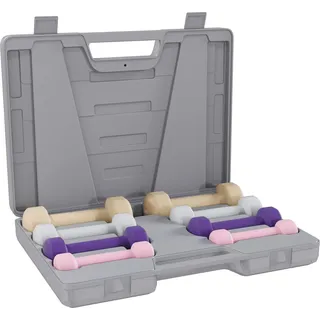HOMCOM Hantelset 4 Paar 0,5kg-10kg Hanteln mit Koffer, Hantel-Set aus Gusseisen, Hexagon Hanteln Set, Kurzhanteln für Männer Frauen, Dumbbell für Fitnessstudio, Krafttraining   Aosom
