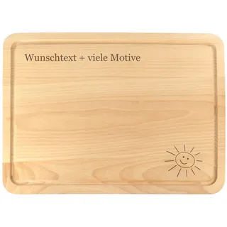 Schneidebrett Holz mit Saftrille und personalisierter Gravur - Spruch, mit Name und Motiv - individuelles Holzgeschenk, Holzbrett mit Auffangschale, Schneidebretter groß & massiv