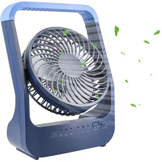 Tischventilator USB 20000mAh Mini Ventilator, Ventilator Klein Leise 3 Geschwindigkeiten 180° drehbar, Lange 200 Stunden Arbeitszeit, USB Desk Fan Einfach zu Tragen für Büro Zuhause und im Freien