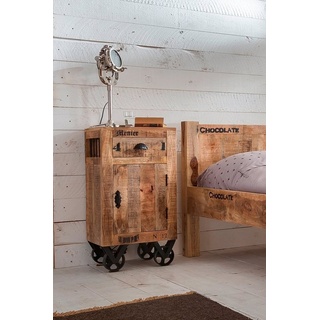SIT Kommode Rustic, mit schwarzem Aufdruck im Industrial-Stil beige|schwarz