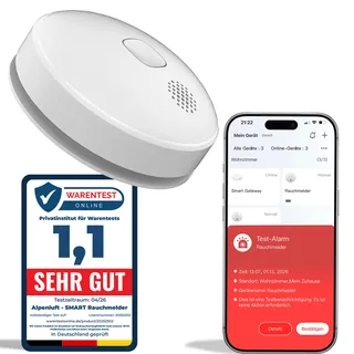 SMART Rauchmelder funkvernetzt - mit Smartphone App - 1er