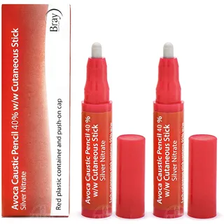 AVOCA 40% Silbernitrat Ätzstift zum Entfernen von Warzen Lauch und Textilien (Packung mit 2 Stück)