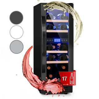 Klarstein Vinovilla 17 Built-In Duo Zweizonen-Weinkühlschrank 53l 17 Fl. 3-Farben Glastür schwarz