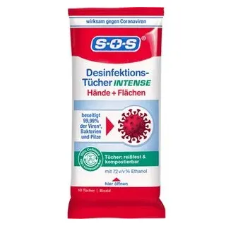 SOS Desinfektionstücher Intense, Hände+Flächen 10ST