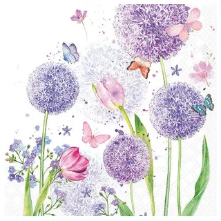 buttinette Papierservietten "Allium", 33 x 33 cm, 20 Stück