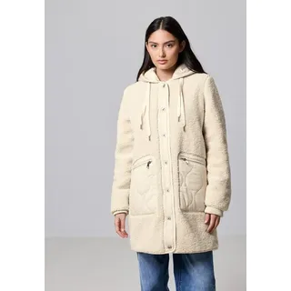 street one studio Fellimitatmantel mit abnehmbarer Kapuze Beige 46