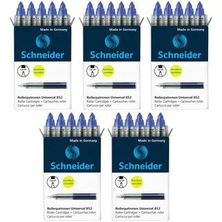 Schneider Universal 852 Rollerpatrone (löschbar, für Patronenroller Breeze, Base Senso/Ball und ID Duo, Tinte: königsblau) 5 Packungen