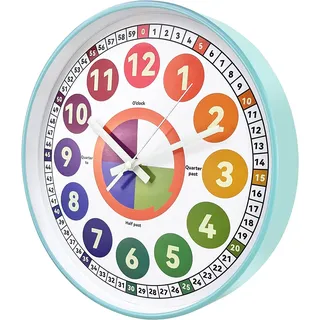 Lernuhr für Kinder, leuchtet im Dunkeln, Wanduhr für Schlafzimmer, 30,5 cm, leises Nachtlicht, Kinder-Wanduhr, bunt beleuchtet, Uhrzeit, Lehruhr, Kinderzimmer-Dekoration (beleuchtet, Eisblau)
