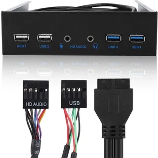 Bewinner USB3 Frontpanel Erweiterung HD USB 3.0 + USB 19PIN HD Audio Erweiterung Frontpanel 2.0 4.8Gbps SuperSpeed Audio Erweiterung Frontpanel für WinXP / 2003 / Vista / 2008/7 /