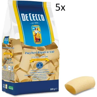 5x De Cecco 100% Italienisch Pasta Paccheri Rigati n° 130 Nudeln 500g