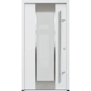 Krongart Haustür Hamburg HT92 - Stahl, 1000 x 2100 mm, DIN links nach innen öffnend, 4 fach VSG float float VSG, 5 fach Verriegelung Winkhaus, weiss