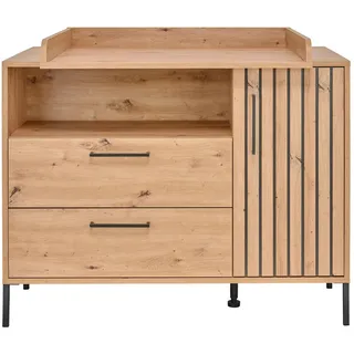 Jimmylee Wickelkommode Line, Eiche Artisan, Metall, 2 Fächer, 2 Schublade(n) Schubladen, 119x91x99 cm, DIN EN ISO 9001, Babymöbel, Wickelkommoden & Zubehör, Wickelkommoden