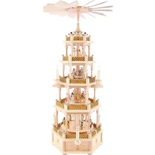 Richard Glässer GmbH Seiffen Pyramide Christi Geburt natur 4-stöckig, elektrisch Original Erzgebirge