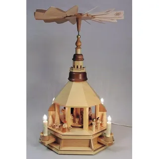 Richard Glässer GmbH Seiffen Richard Glässer Seiffen Pyramide Seiffener Kirche mit Geburt elektrisch beleuchtet und betrieben, 17782
