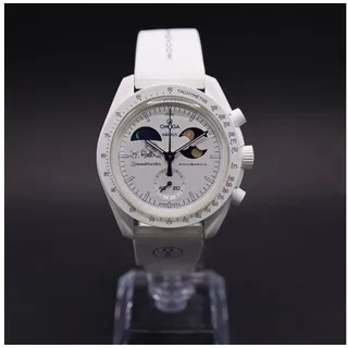 Swatch Omega Mission to Earthphase Moonshine Gold Moonswatch White SO33W701L