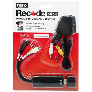 Nero VHS zu USB Video Grabber Recode Stick | VHS selbst digitalisieren | ANALOG to DIGITAL Capture Card | Videokassetten digitalisieren | S-VHS | Hi8 | Super 8 | DVD zu PC | Windows 11/10 | MacOS