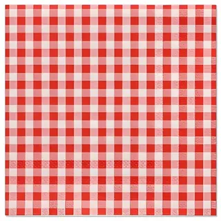 Papstar 20 Servietten, 3-lagig 1/4-Falz 25 cm x 25 cm rot "Vichy Karo"