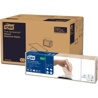 TENA Tork Xpressnap Spenderserviette natur, mit Umweltsymbol Advanced N4 1-lagig | Karton (8 Packungen)