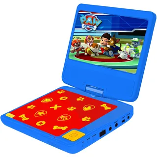 Lexibook, Paw Patrol, Tragbarer DVD-Player, 7“ drehbarer Bildschirm für Kinder, Fernbedienung, Kfz-Ladegerät, USB-Anschluss, wiederaufladbare Batterie, blau/rot, DVDP6PA