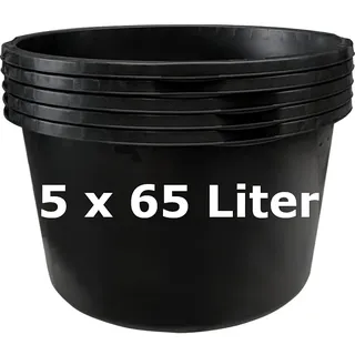5 x Mörtelkasten Mörtelkübel Maurerkasten Pflanzkübel Mörteleimer Maurereimer (65 l rund)