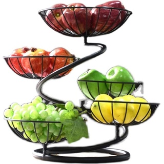 JUNYFFF Obst Etagere, Etagere Obst 5 Etagen,Obstkorb Rack Obstschale, Abnehmbar Obst Halter Küche Ablagekorb,Gemüsegestell, Obst Gemüse Brot Snacks Korb, Höhe 40Cm,Schwarz