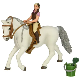 SCHLEICH Horse Club 41433 Lipizzanerstute Pferde Spielset - Mit Realistischer Reiterinnen-Figur und Pferd mit Futtereimer, Sattel und mehr, Pferde Spielzeug für Jungen und Mädchen ab 5 Jahren