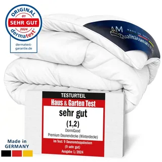 DormiGood Premium Winter | Winterdecke 135x200 cm | 100% Daunen | Kuschelig warm | Downpass verifizier - Weiß