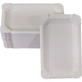 WIMEX 100 flache Pappteller weiß eckig 11 x 17 cm