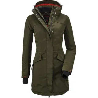 KILLTEC Parka Grindavik WMN CT B - Funktionsparka mit abzippbarer Kapuze - Damen Jacke ist wasserdicht, dunkeloliv, 40,