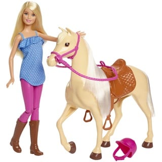 Barbie Pferd & Puppe blonde Haare