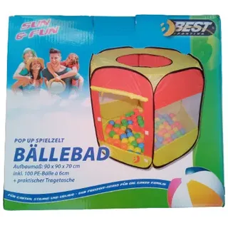 BÄLLEBAD  90x 90x 70 cm mit 100 PE-Bälle POP UP Spielzelt Kinderspass PUR !!