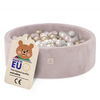 Misioo Bällebad mit Schaumstoff-Füllung - 90x30cm - 200 Bälle - Hochwertige Bällebad Bälle für Kinder - Weiches und Sicheres Spielzeug - Waschbar