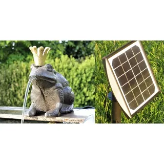 Powershop11 Wasserspeier Froschkönig Guß 13 cm mit Solarpumpe Solaris 170